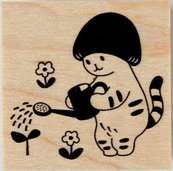 4legs Mushroom Cat Rubber Stamp - Gardening