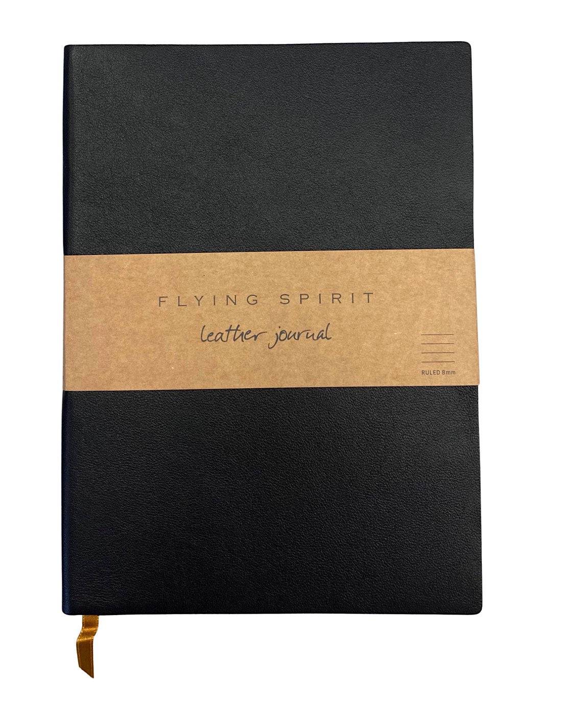 Clairefontaine Flying Spirit Leather Notebook – Black – A5 Lined (180 Pages)
