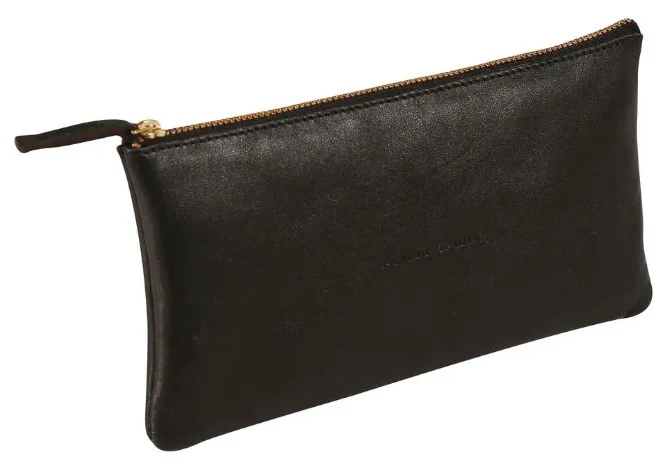 Clairefontaine Flying Spirit Smooth Leather Flat Pencil Case - Black