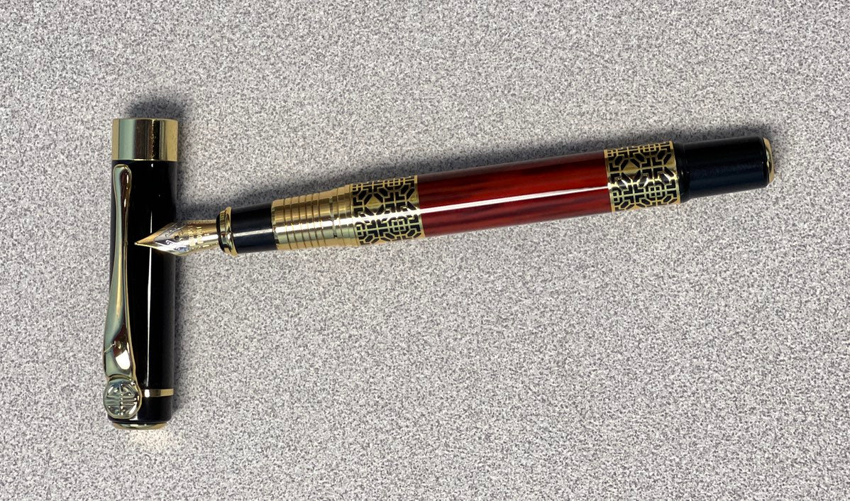 Classic Style Metal Burgundy Fountain Pen - Image 2