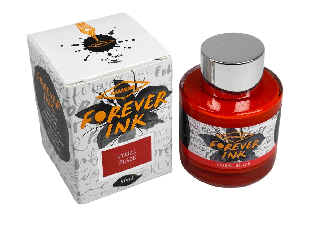 Diamine Forever Ink  50mL - Permanent Pigment Multi-use Ink - Coral Blaze