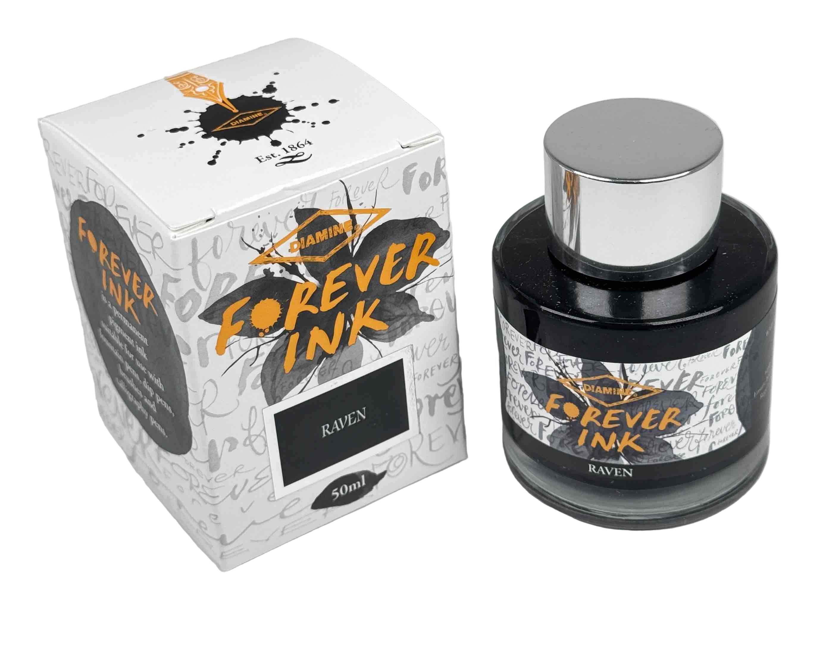 Diamine Forever Ink  50mL - Permanent Pigment Multi-use Ink - Raven