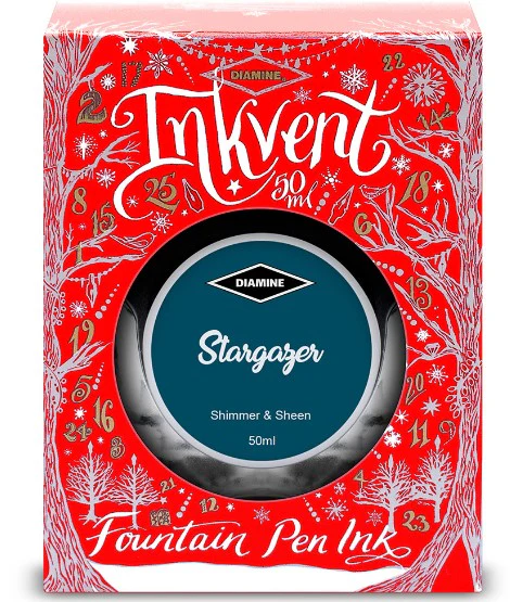 Diamine Inks 50ml Inkvent (Red Edition) Ink Bottle - Stargazer - Image 2