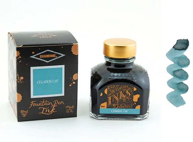 Diamine Inks 80ml Ink Bottle - Celadon Cat