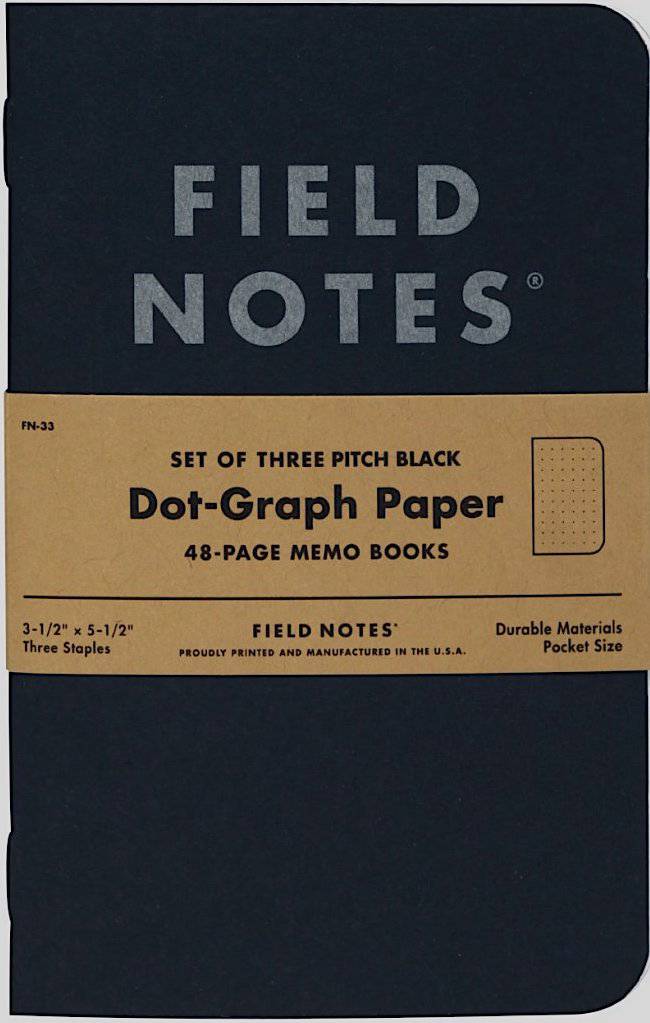 Field Notes 3-Pack Pitch Black Memo Book Dotted