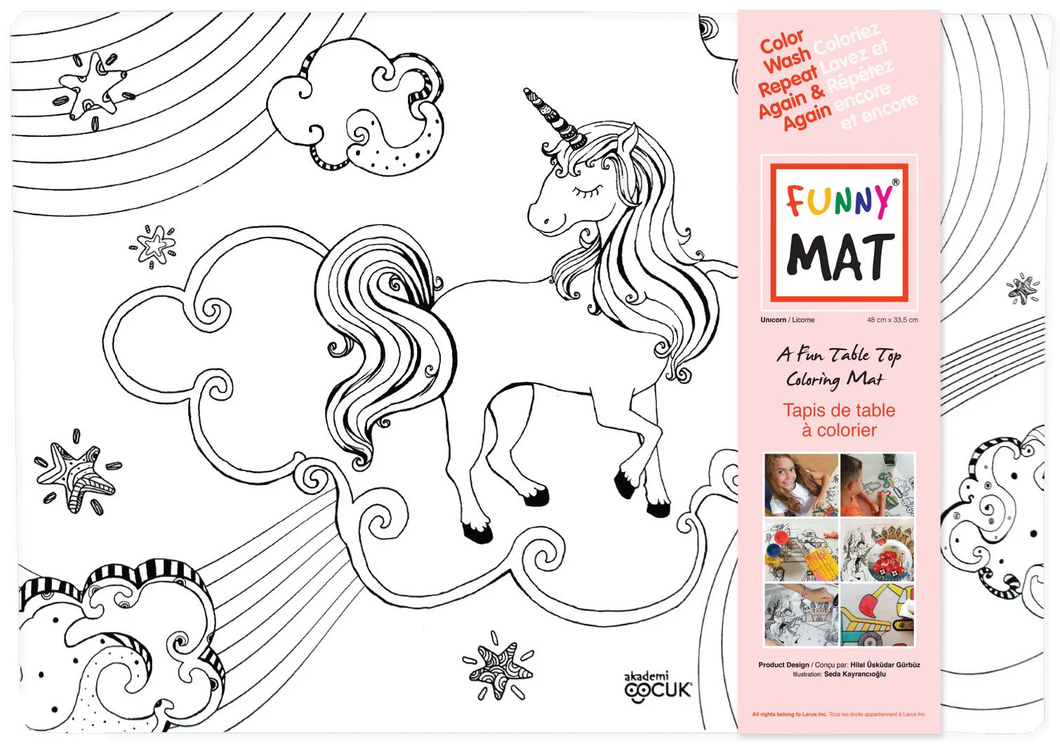 Funny MAT A Fun Table Top Coloring Mat - Unicorn (White, Single)