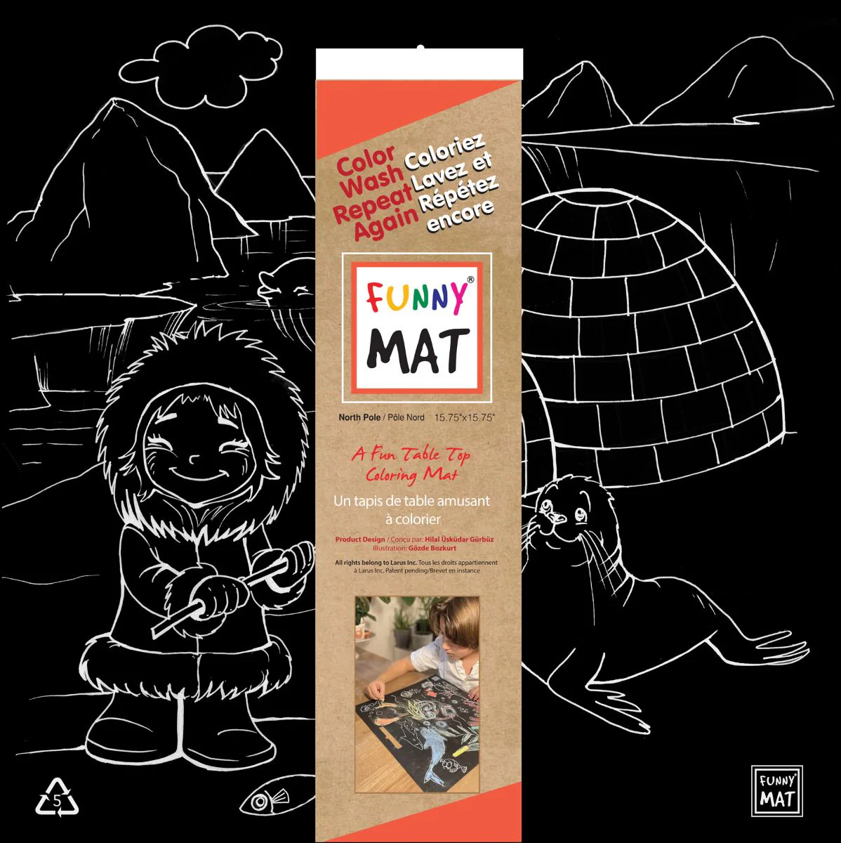FUNNY MAT table top coloring mats - Northpole (Black)