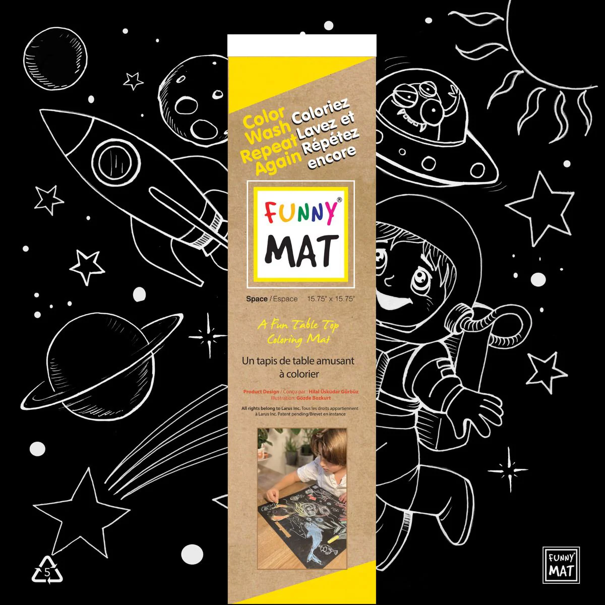 FUNNY MAT table top coloring mats - Space (Black)