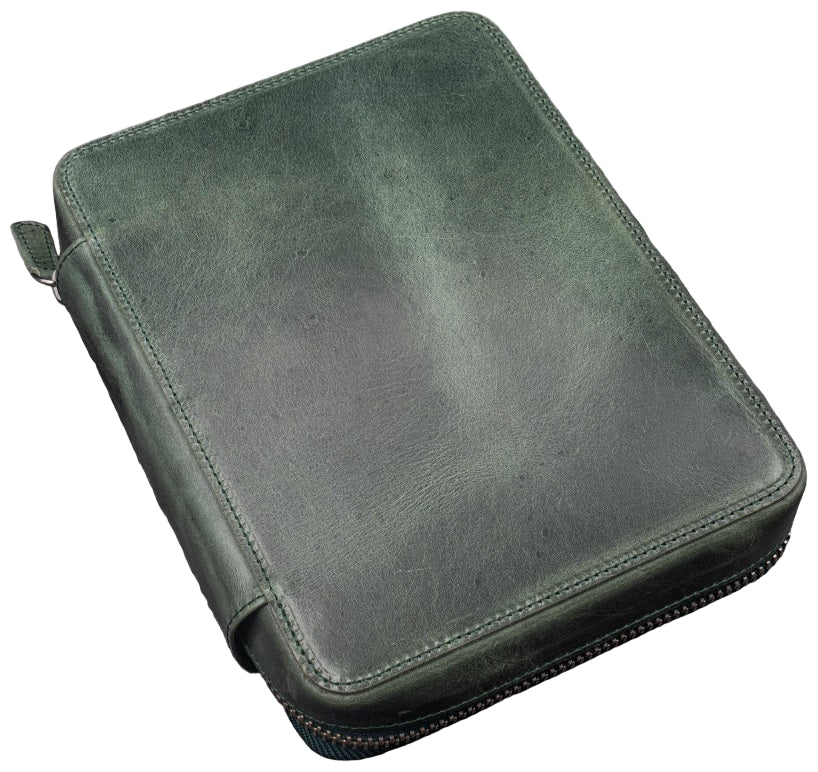 Galen Leather Expansi-Folio Wide A5 Zip Folio - Crazy Horse Forest Green - Image 2