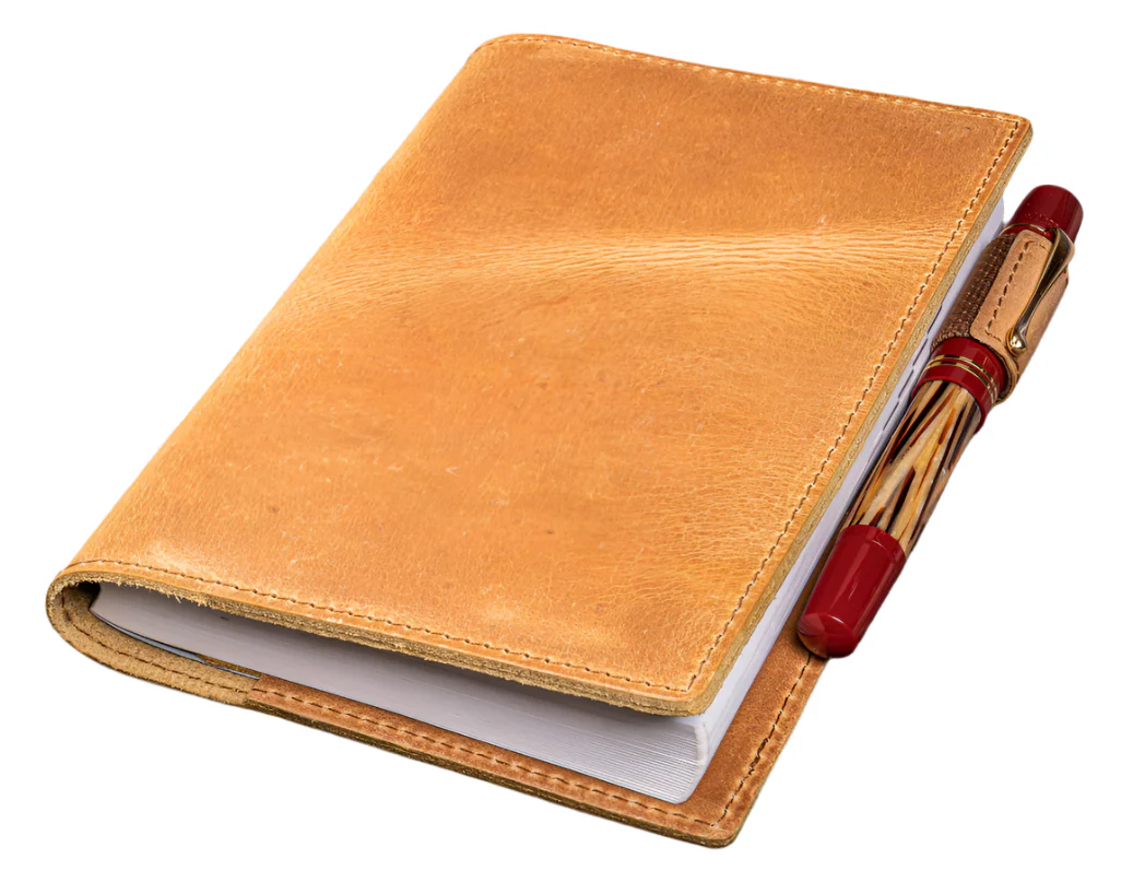 Galen Leather Slim A6 Notebook/ Planner Cover -Crazy Horse Honey Ochre
