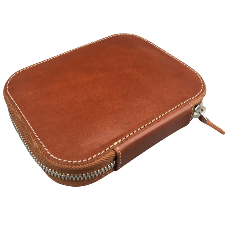 Galen Leather Zippered 10 Slots Pen Case - Brown - Image 2