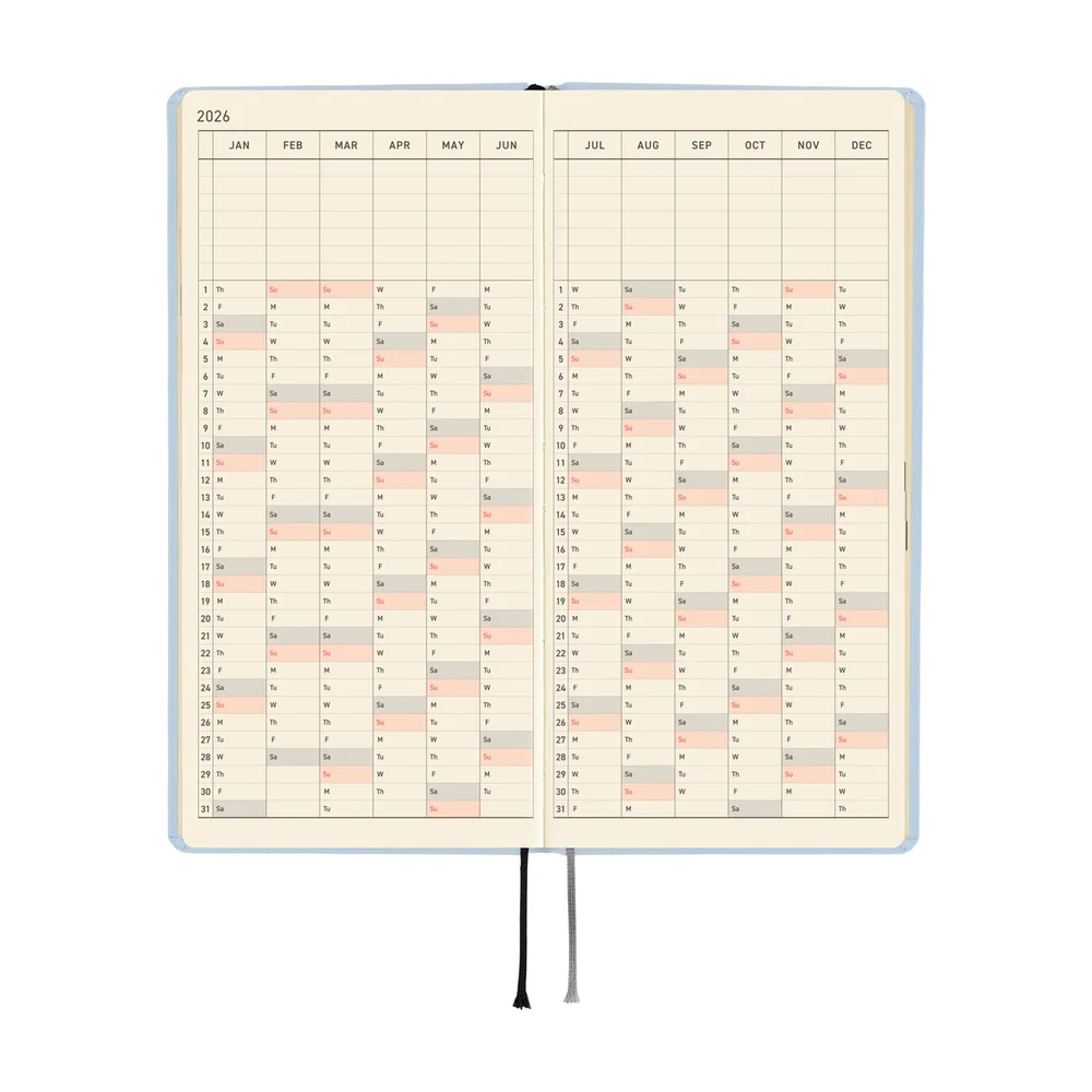 Hobonichi 2026 Colors Sky Mist Journal - Mega English Tall & Slim January Start - Image 5