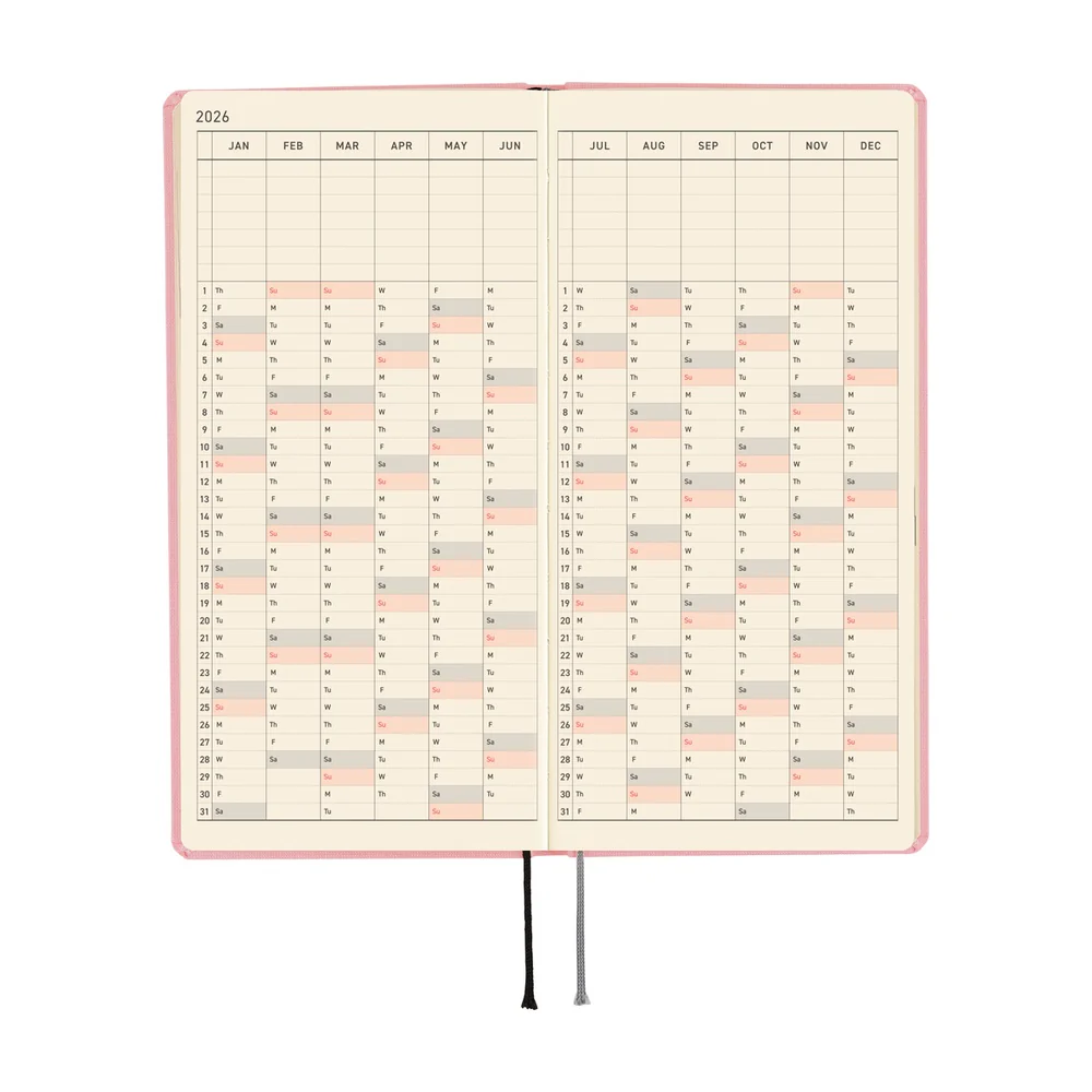 Hobonichi 2026 Colors Strawberry Milk Journal - Mega English Tall & Slim January Start - Image 5