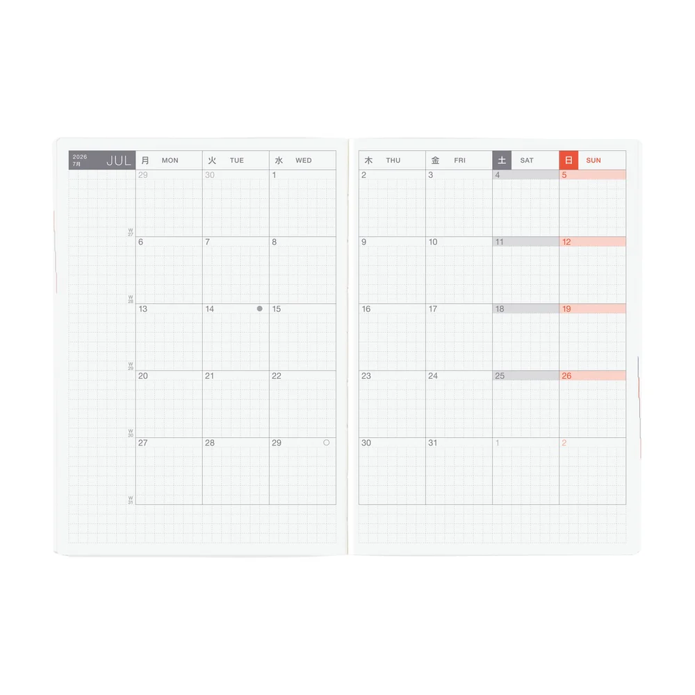 Hobonichi 2026 Paper Series Black Gingham Journal A6 HON - English January Start - Image 4