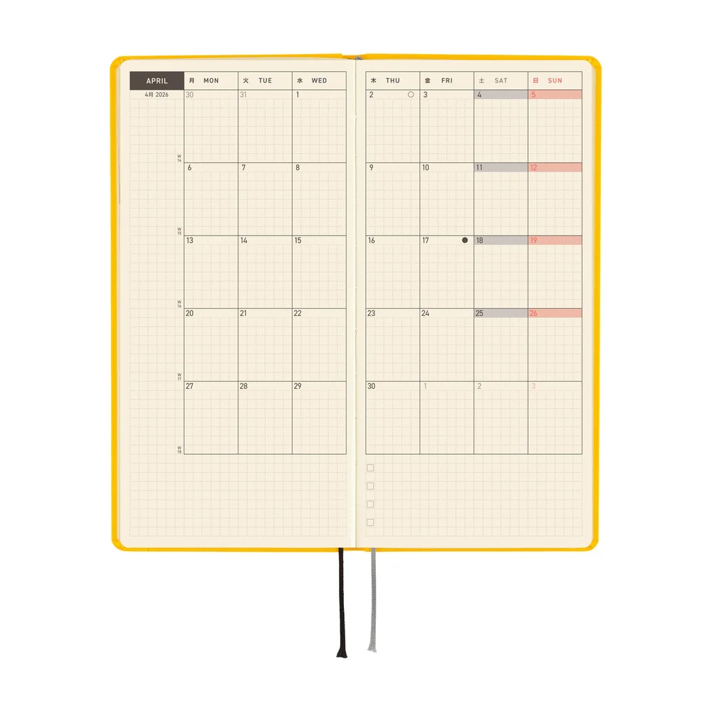Hobonichi Techo 2026 Weeks Full Moon Yellow - English Tall & Slim January Start - Image 3