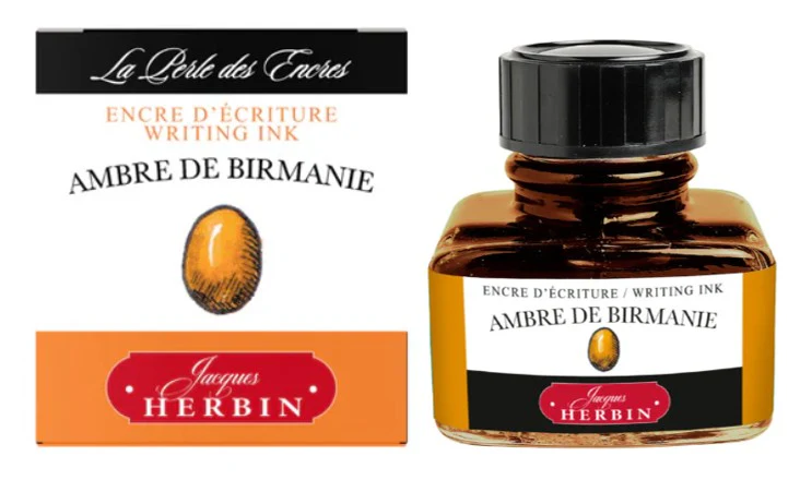 J.Herbin Fountain Pen 30ml ink bottle - Ambre De Birmanie