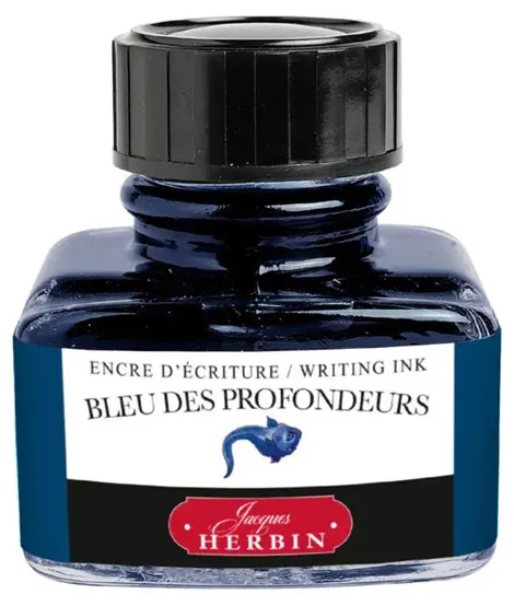 J.Herbin Fountain Pen 30mL Ink Bottle - Bleu Des Profondeurs (Deep Blue)