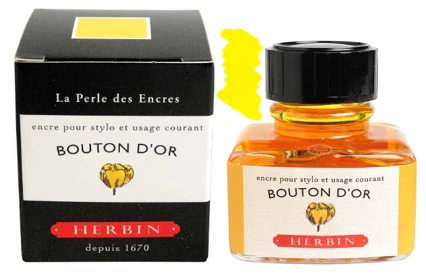 J.Herbin Fountain Pen 30ml ink bottle - Bouton D'Or (Golden Button)
