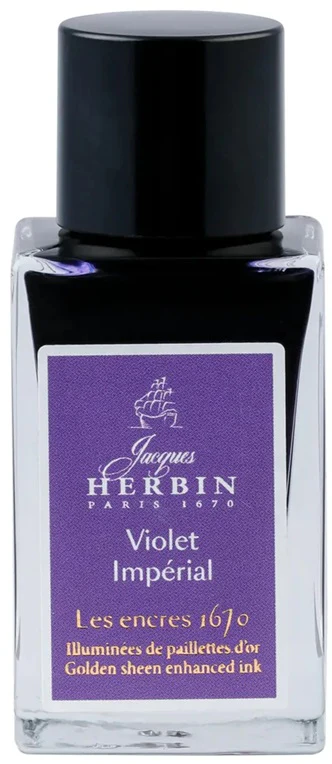 J. Herbin Prestige 1670 Collection Gold Glitter 15ml Ink Bottle - Imperial Violet