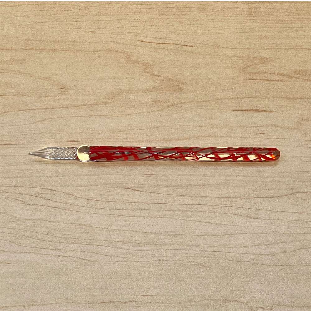 J. Herbin Straight Glass Dip Pen 7" - Rouge Caroubier (Red)