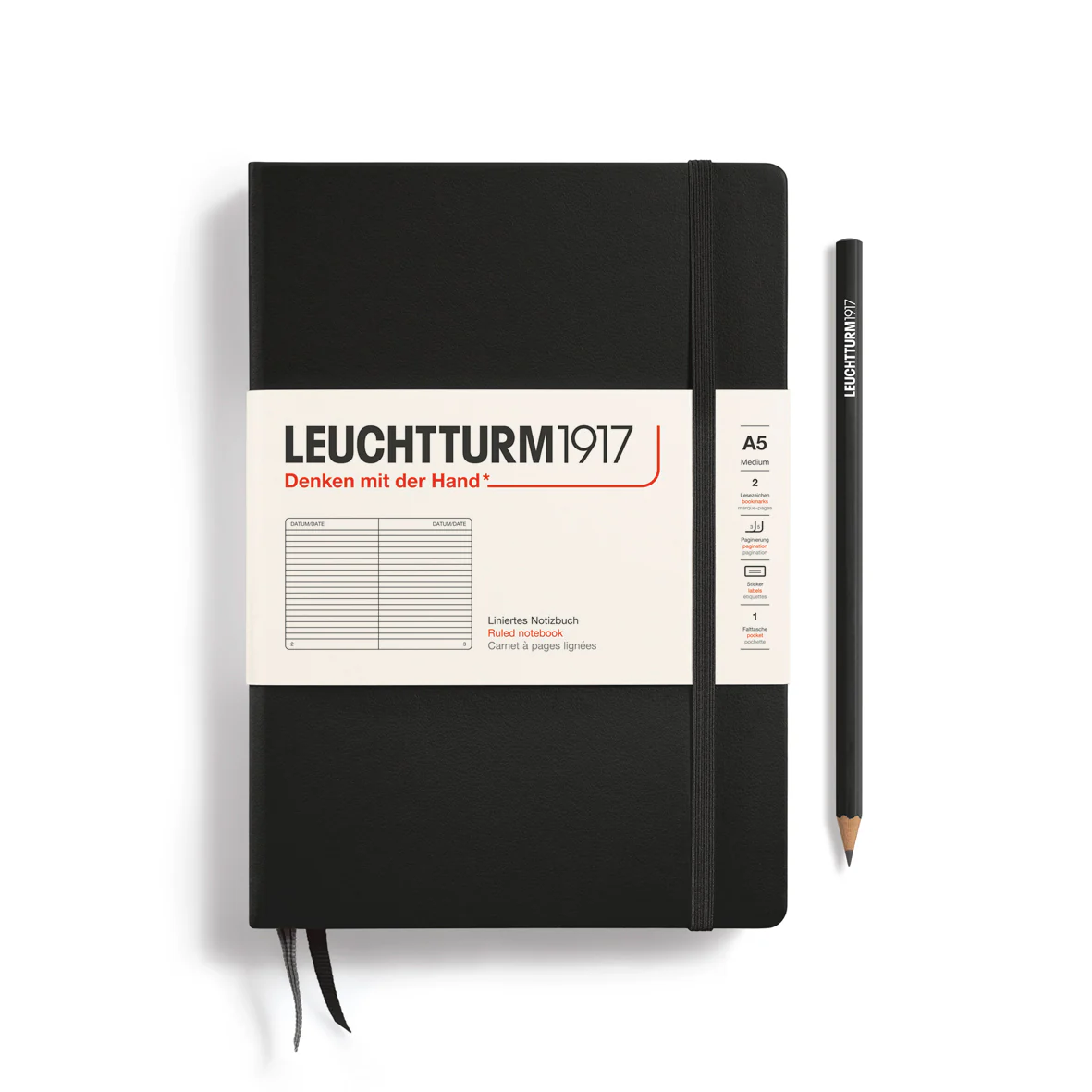 LEUCHTTURM1917 Hardcover (B6+) Ruled, Black