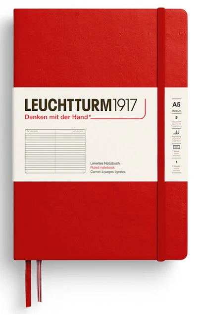 LEUCHTTURM1917 Hardcover Medium Notebook A5 Ruled - Cherry