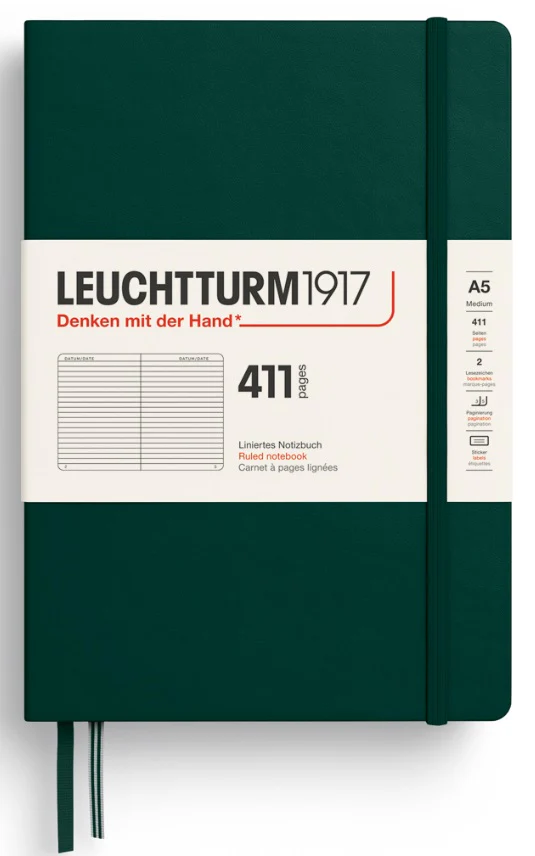 LEUCHTTURM1917 Hardcover Notebook Ruled Medium A5 - Forest Green