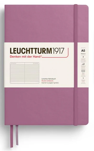LEUCHTTURM1917 Medium (A5) Hardcover Notebook Ruled - Dusty Rose