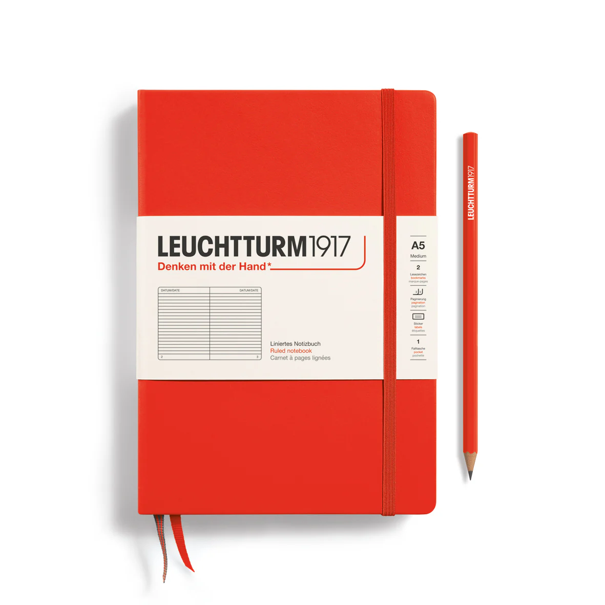LEUCHTTURM1917 Medium (A5) Hardcover Notebook Ruled - Lobster