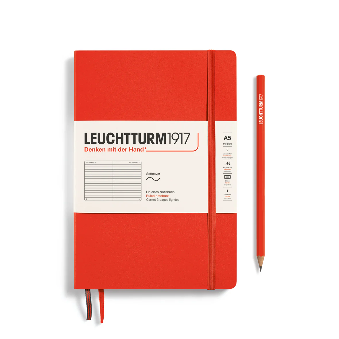 LEUCHTTURM1917 Medium A5 Softcover Notebook Ruled - Lobster