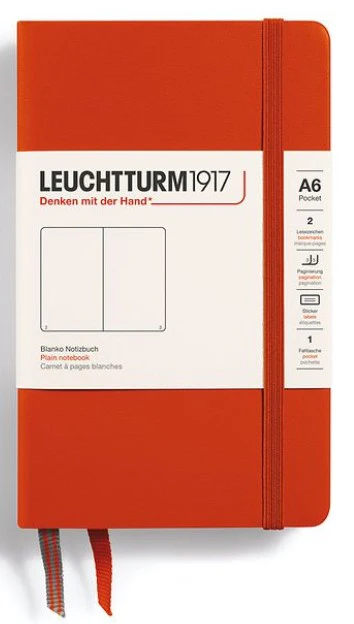 LEUCHTTURM1917 Pocket Notebook (A6) Hardcover Plain - Fox Red
