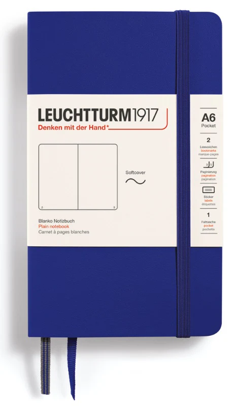 LEUCHTTURM1917 Softcover Plain Notebook 123 Pages Pocket A6 - Ink