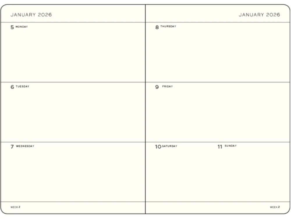 LEUCHTTURM1917 Softcover Weekly Planner 2026 Medium (A5) English - Black - Image 2