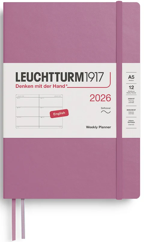 LEUCHTTURM1917 Softcover Weekly Planner 2026 Medium (A5) English - Dusty Rose