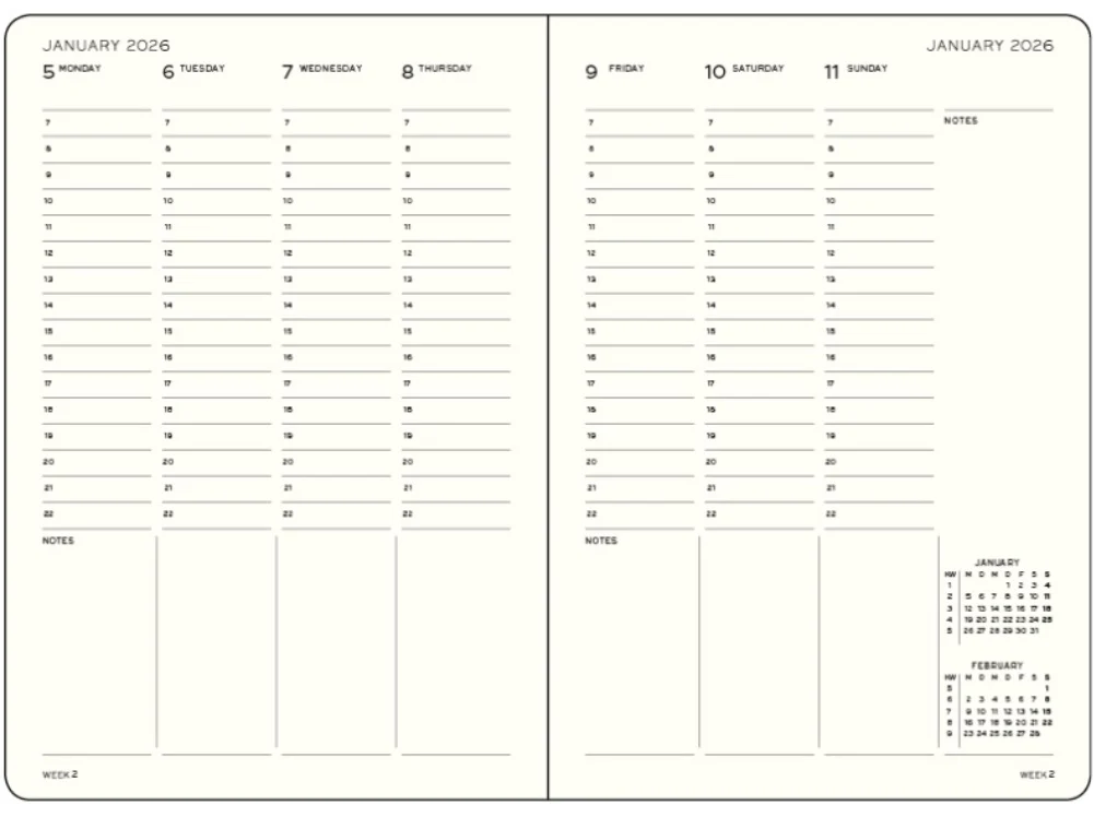 LEUCHTTURM1917 Weekly Planner 2026 Composition (B5) English - Ink - Image 2