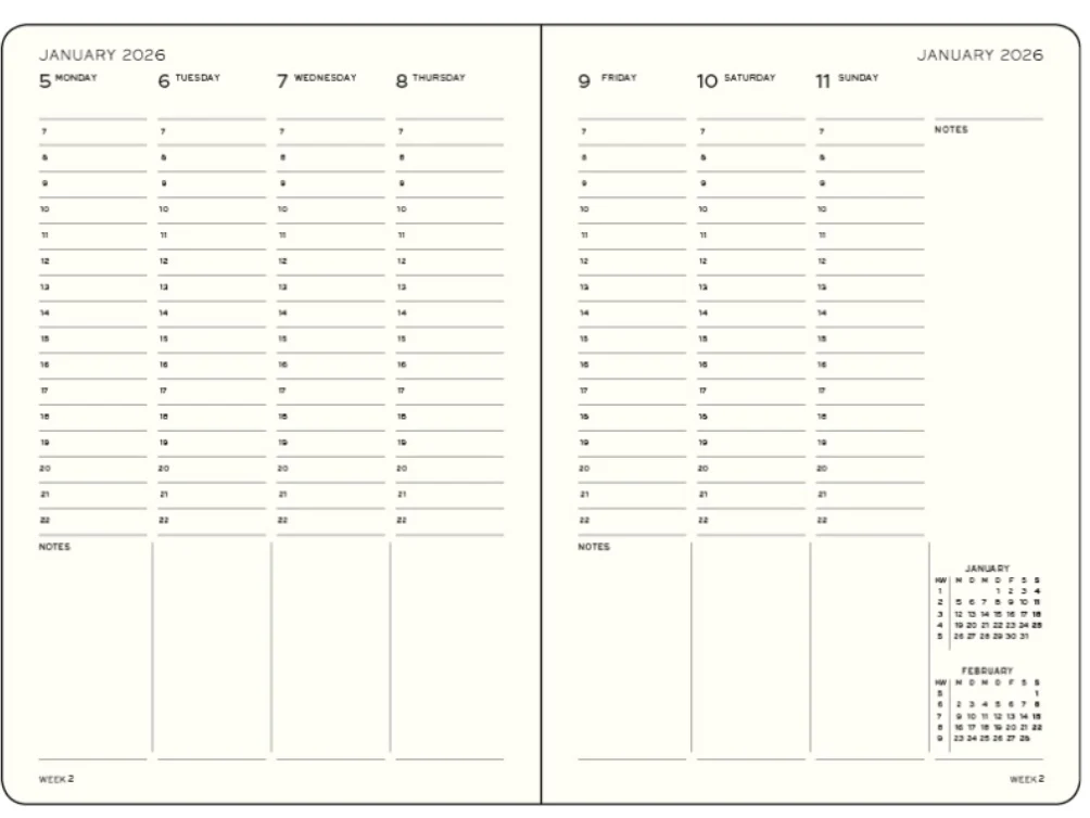 LEUCHTTURM1917 Weekly Planner 2026 Medium (A5) English - Black - Image 2