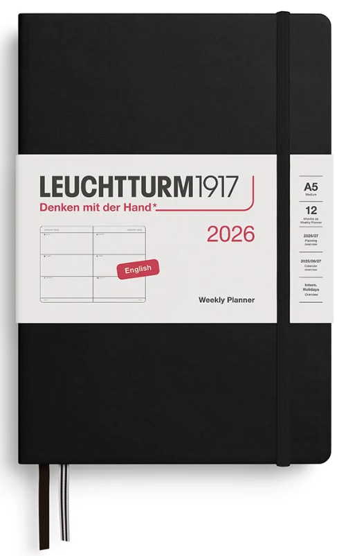 LEUCHTTURM1917 Weekly Planner 2026 Medium A5 (English) - Black