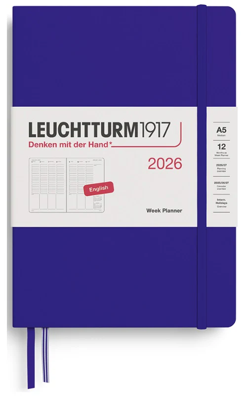 LEUCHTTURM1917 Weekly Planner 2026 Medium (A5) English - Ink