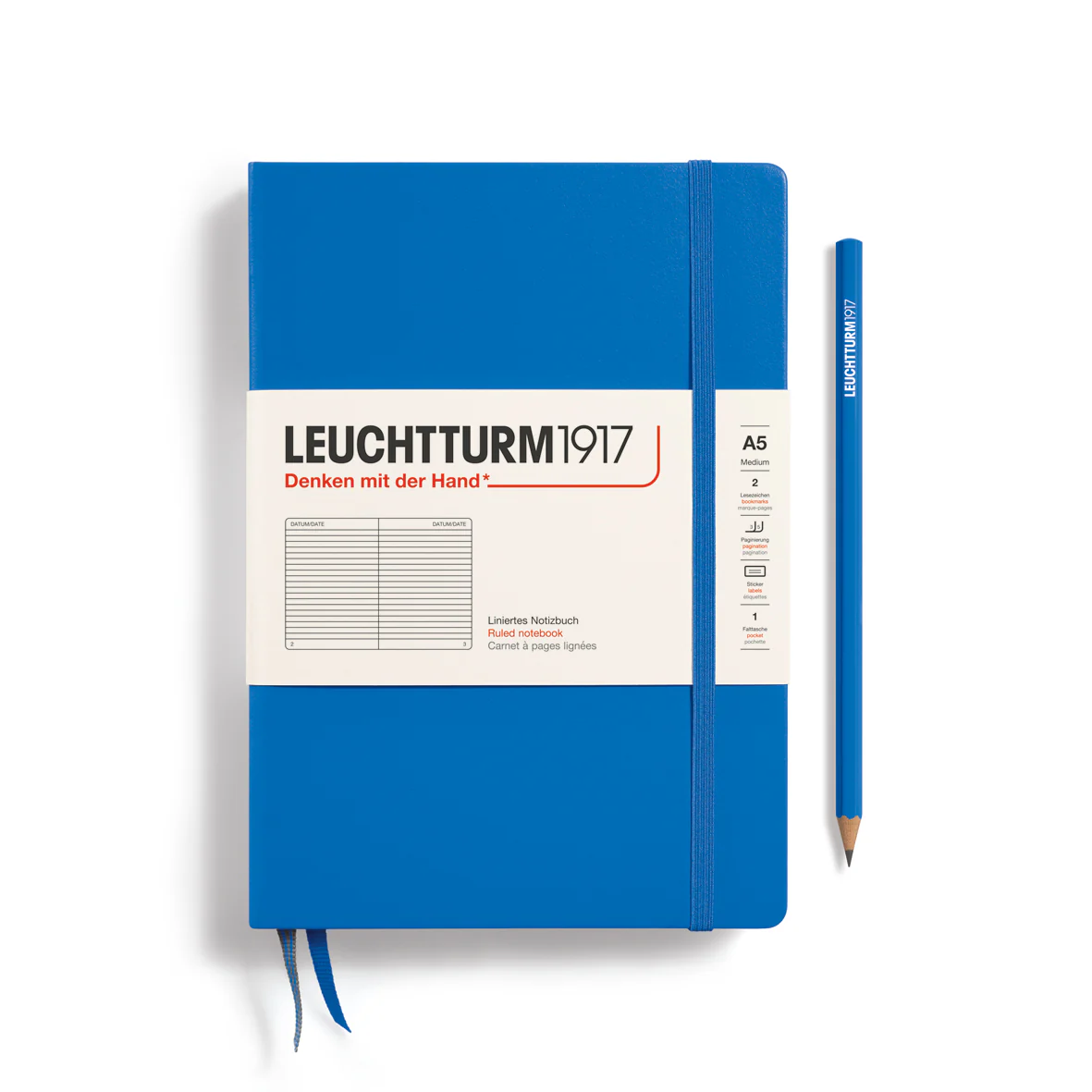 LEUCHTTURM917 Medium (A5) Hardcover Notebook Ruled - Sky