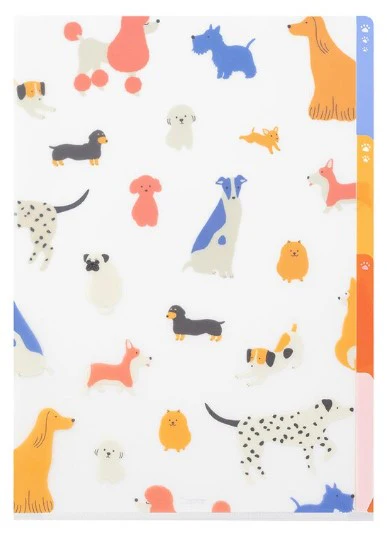 Midori 3 Pockets Clear Folder - A4 - Dog