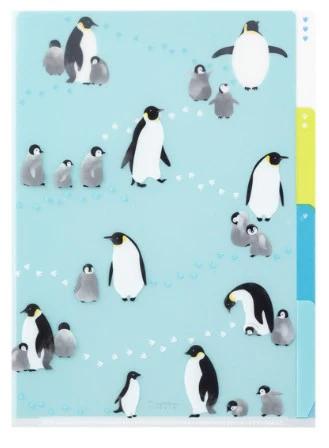 Midori 3 Pockets Clear Folder - A4 - Penguin