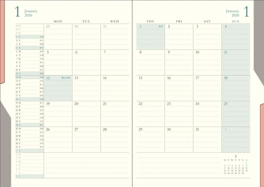 Midori Double Schedule 2026 - Black - B6 - Image 3