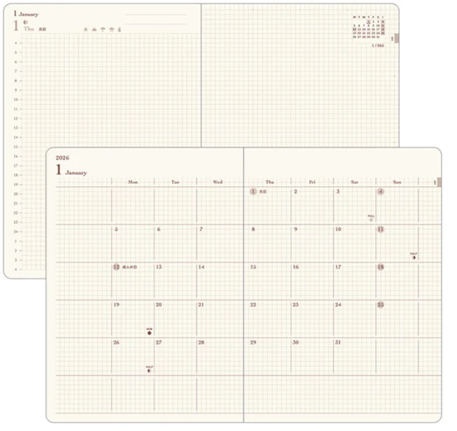 Midori Hibino Diary 2026 – Camel – A6 - Image 4