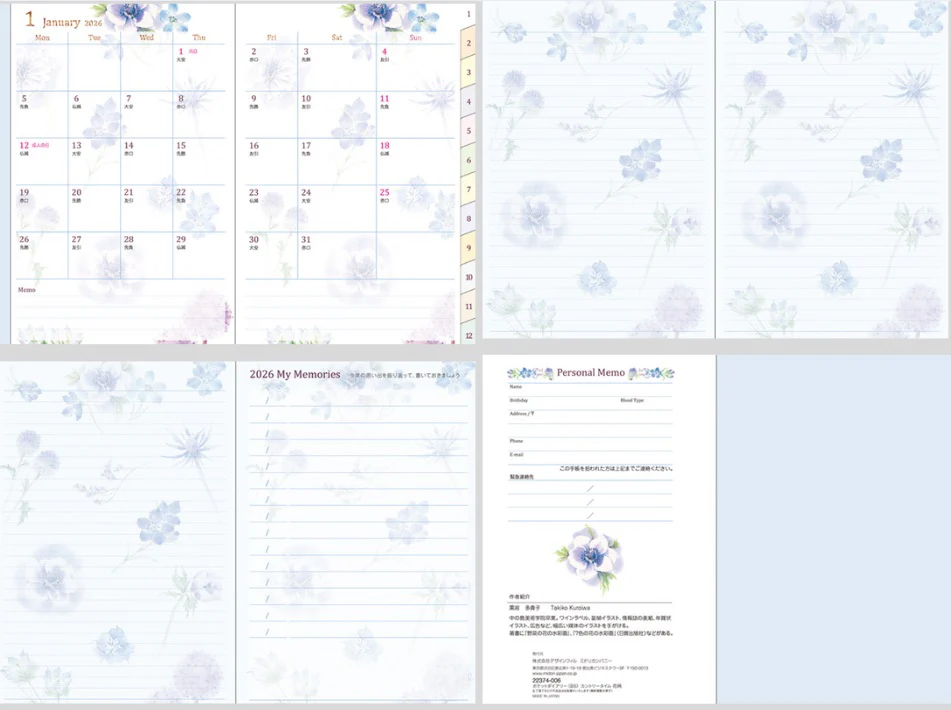 Midori Pocket Diary 2026 - Country Time Flower - A6 - Image 6