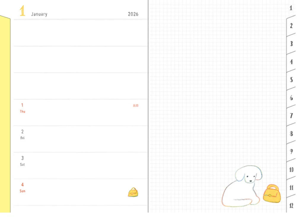 Midori Pocket Diary 2026 - Dog - Image 3