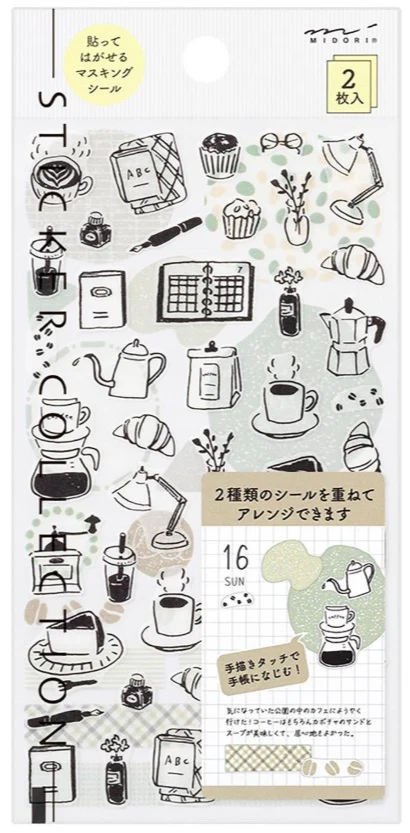 Midori Stickers – Two Sheets Monotone Café