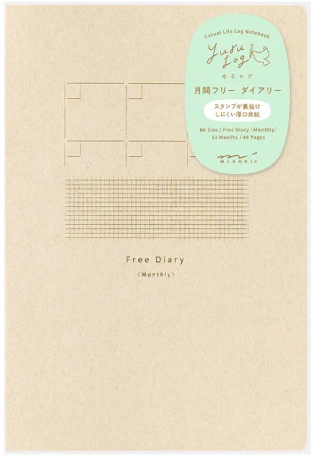 Midori Yuru Log Notebook B6 - Free Diary Monthly