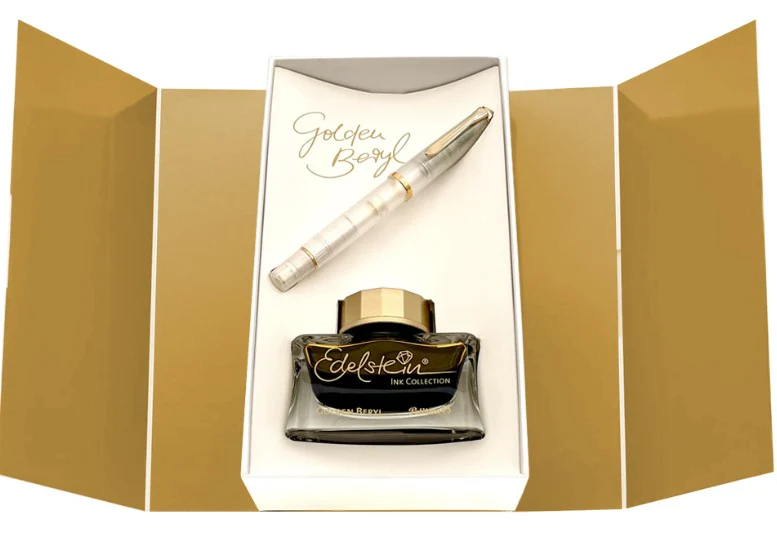 Pelikan M200 Classic Special Edition Golden Beryl Fountain Pen Set with Bottled Ink