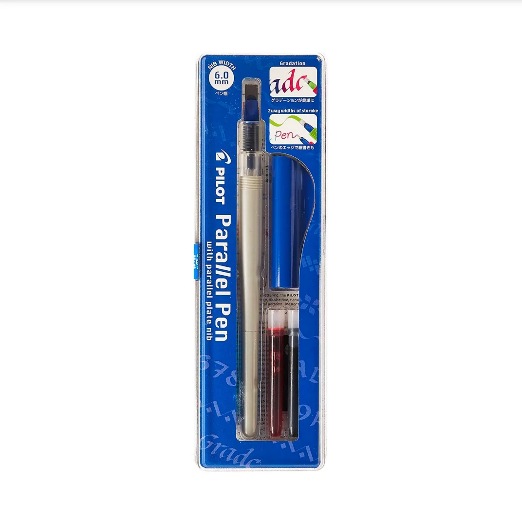 Pilot Parallel Pen Blue with Parallel plate nib 6.0mm + 2 Cartridges - Image 2