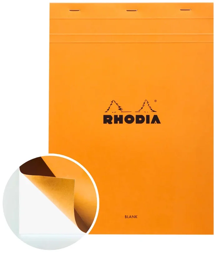 Rhodia Stapled Notepad #18 A4 - Blank